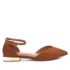 Xti Women's Suede Pointy Toe Ballet Flats In Medium Brown In Multi