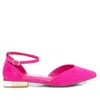 Xti Women's Suede Pointy Toe Ballet Flats In Bright Pink In Pink