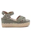 Xti Women's Suede Wedge Sandals In Green In Green