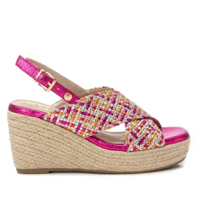 Xti Women's Wedge Sandals In Fuxia In Black