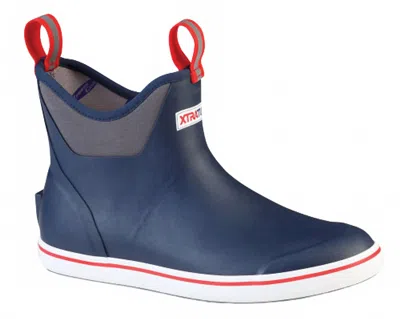 Xtratuf Men's 6" Ankle Deck Boot In Navy/red In Animal Print