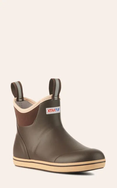 XTRATUF MEN'S CHOCOLATE BROWN ANKLE RUBBER DECK BOOTS