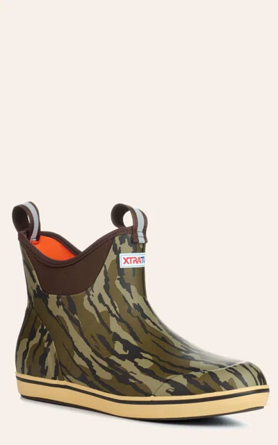 XTRATUF MEN'S MOSSY OAK BOTTOMLAND ANKLE RUBBER DECK BOOTS