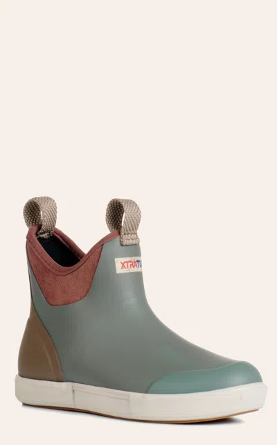 Xtratuf Women's Vintage Sage & Brown Ankle Rubber Deck Boots In Multi