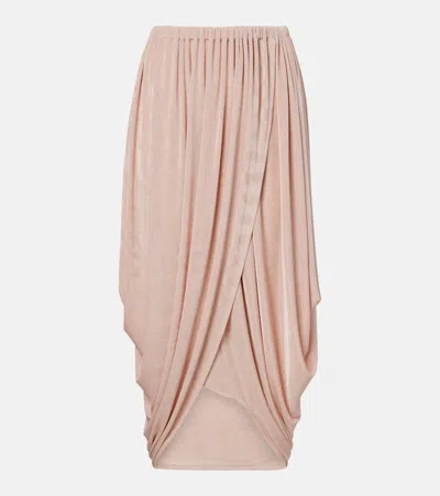 Xu Zhi Asymmetric Draped Midi Skirt In Pink