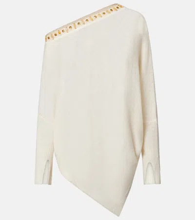 Xu Zhi Beaded Asymmetric Linen-blend Top In Neutral