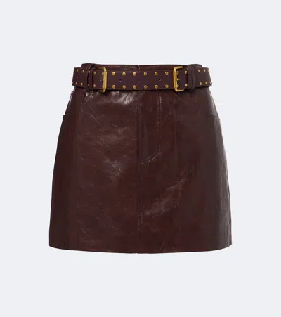 Xu Zhi Belted Miniskirt In Burgundy