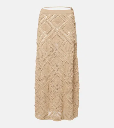Xu Zhi Crochet Lace Maxi Skirt In Beige