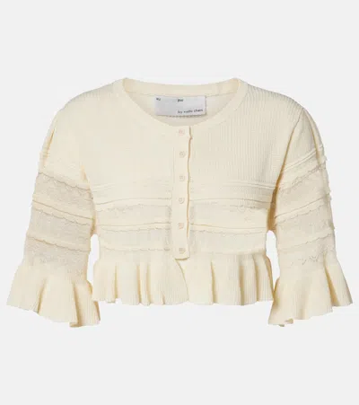 Xu Zhi Cropped Open-knit Ruffled Cardigan In Neutral