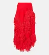 Xu Zhi Draped Chiffon Midi Skirt In Red