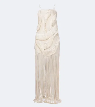 Xu Zhi Embellished Fringed Minidress In White