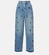 Xu Zhi Embellished High-rise Wide-leg Jeans In Blue