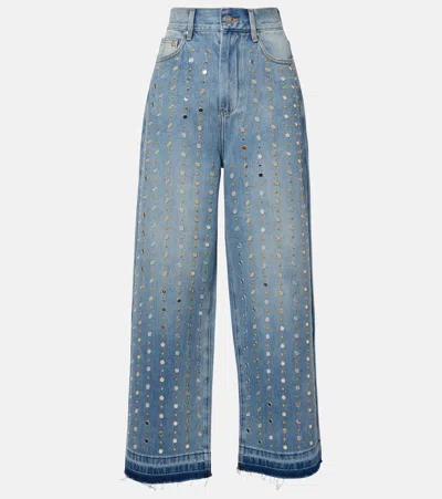 Xu Zhi Verzierte Wide-leg Jeans In Blau