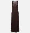 Xu Zhi Embellished Wool-blend Maxi Dress In Brown