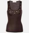 Xu Zhi Embellished Wool-blend Tank Top In Brown