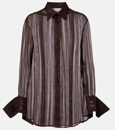 Xu Zhi Embroidered Linen And Silk Shirt In Multi