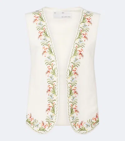 Xu Zhi Embroidered Silk And Linen Vest In White