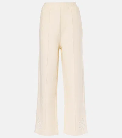 Xu Zhi Embroidered Wool And Cotton-blend Sweatpants In Gelb 