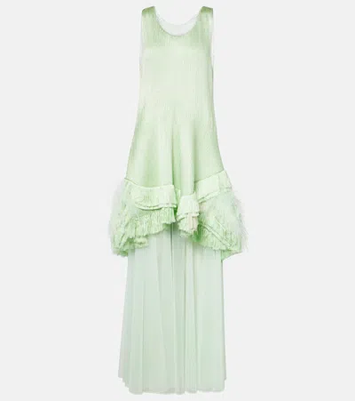 Xu Zhi Feather-trimmed Gown In Green