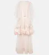 Xu Zhi Feather-trimmed Ruffled Tulle Gown In Pink