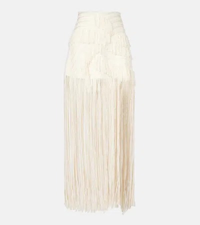 Xu Zhi Fringed Maxi Skirt In White
