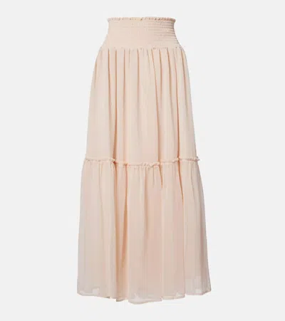 Xu Zhi Gathered Chiffon Maxi Skirt In Pink