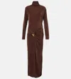 Xu Zhi Gathered Turtleneck Maxi Dress In Brown