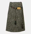 Xu Zhi Herringbone Midi Skirt In Green