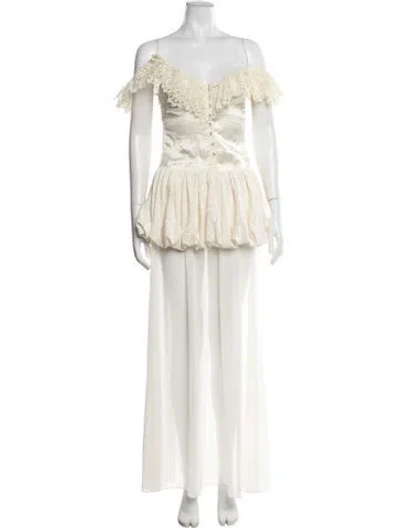 Pre-owned Xu Zhi Lace Pattern Long Dress W/ Tags In Neutrals