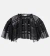 Xu Zhi Lace-trimmed Caped Mesh Crop Top In Black