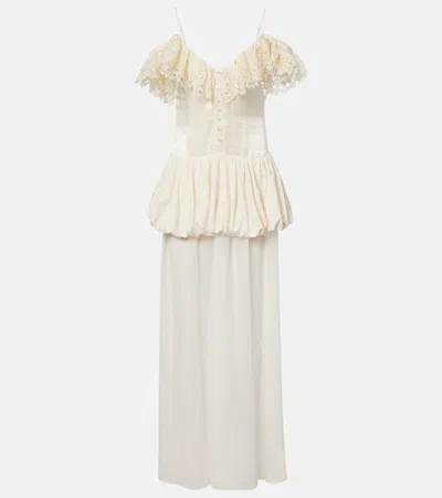 Xu Zhi Lace-trimmed Peplum Maxi Dress In Multi