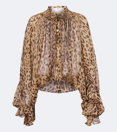 Xu Zhi Leopard-print Silk Blouse In Multi