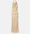 Xu Zhi Open-back Embellished Maxi Dress In Gold