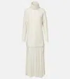 Xu Zhi Paneled Wool-blend Maxi Dress In White