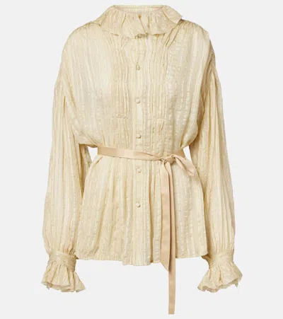 Xu Zhi Pleated Silk-blend Blouse In Neutral
