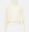 Xu Zhi Ruched Velvet Turtleneck Top In White