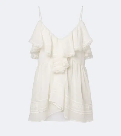 Xu Zhi Ruffled Lace-trimmed Top In White