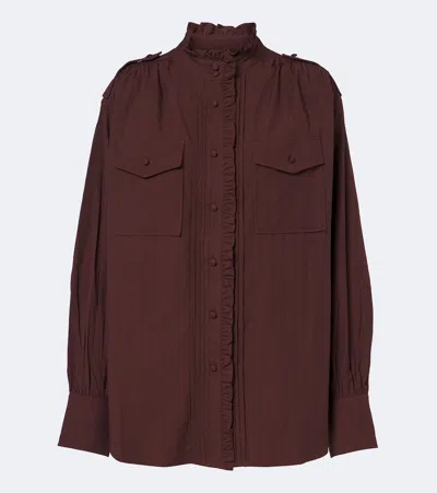 Xu Zhi Ruffled Oversized Blouse In Brown
