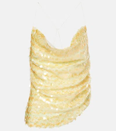 Xu Zhi Sequined Open-back Top In Yellow