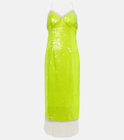 Xu Zhi Sequined Organza Midi Dress In Green
