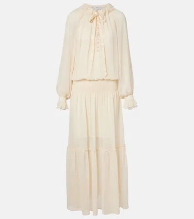 Xu Zhi Shirred Tie-neck Maxi Dress In Multi