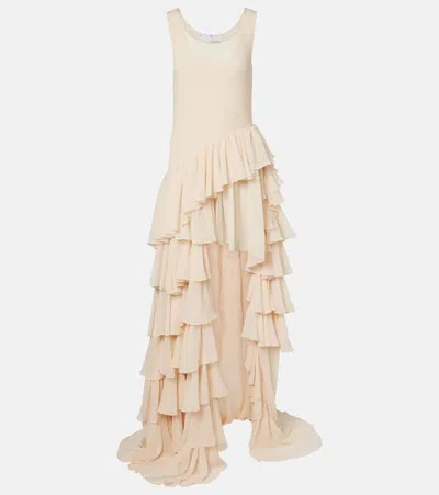 Xu Zhi Tiered Asymmetric Maxi Dress In Pink