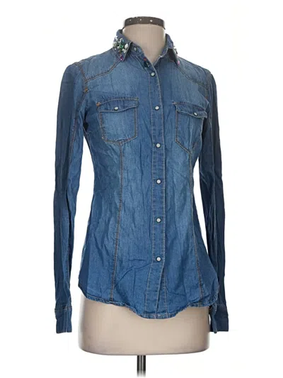 Pre-owned Xxi Long Sleeve Button Down Shirt In Blue