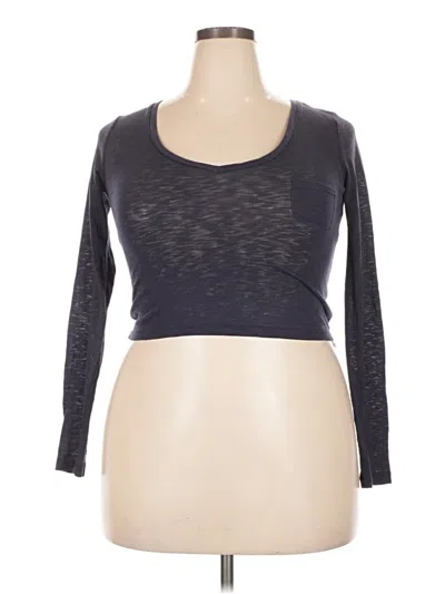 Pre-owned Xxi Long Sleeve Top Gray Scoop Neck Tops