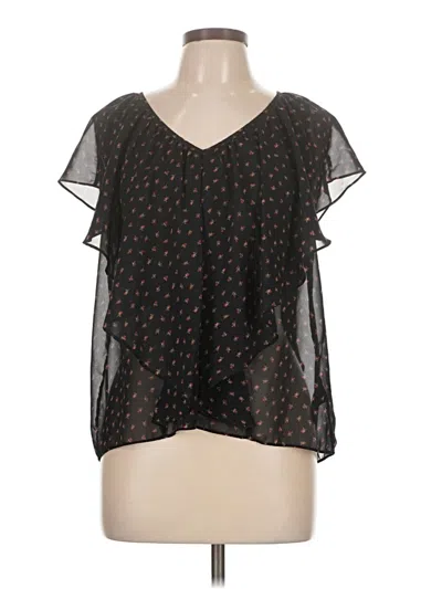Pre-owned Xxi Short Sleeve Blouse In Black