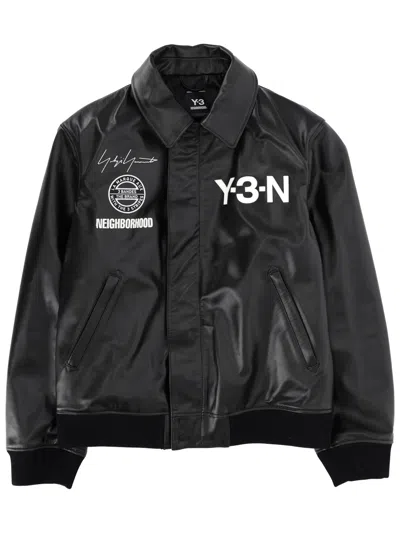 Y - 3 Neighborhood Leather Jacket "y - 3 X Neighborhood" In Black