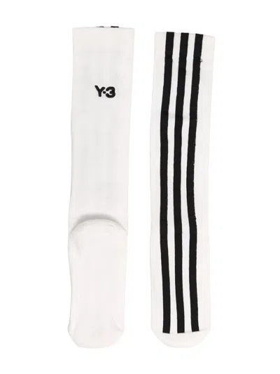 Y-3 3-stripe Logo Socks In White