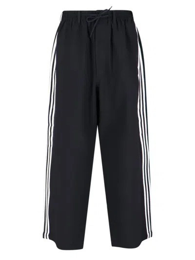 Y-3 3-stripes Black Sport Trousers With Iconic Branding