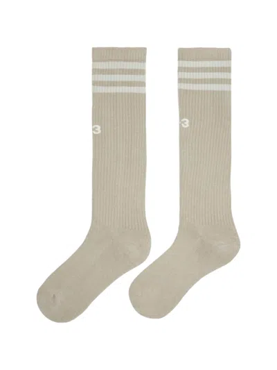 Y-3 3-stripes Socks In Neutral