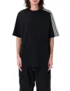 Y-3 Y 3 3 Stripes Crew Neck T Shirt In Black